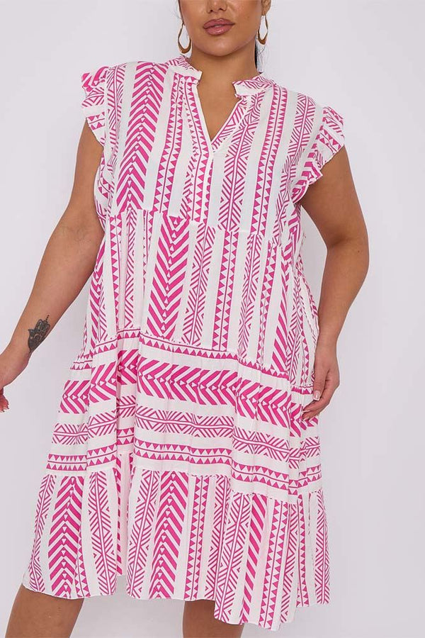 Geometric Print Tiered Dress