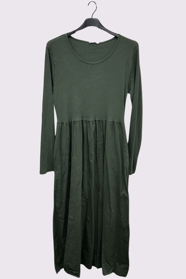 Plain Flared Tiered Cotton Dress