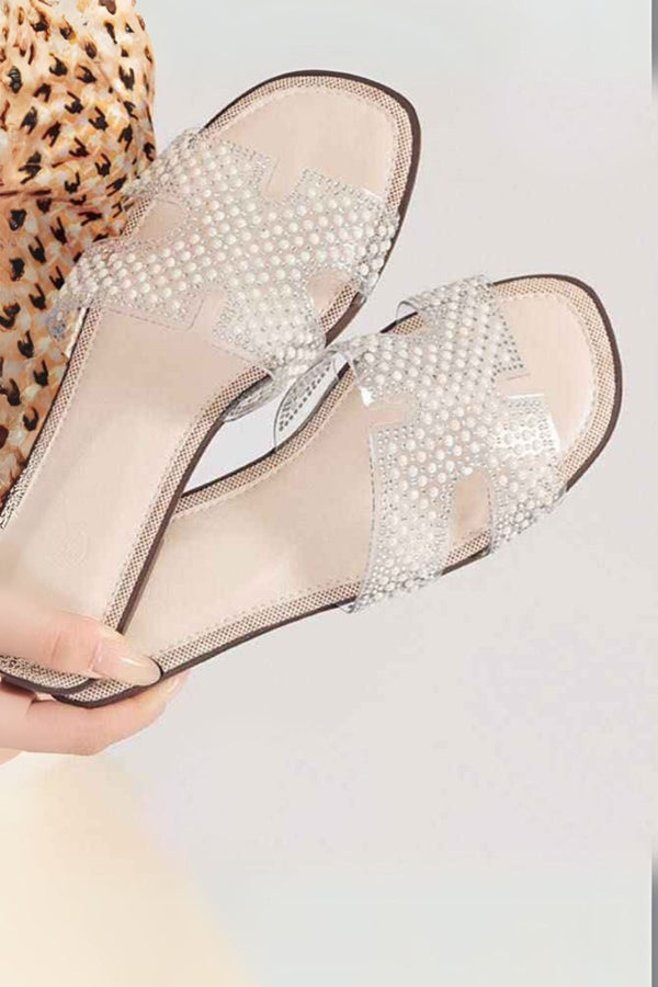 Transparent Rhinestone Embellished Slipper