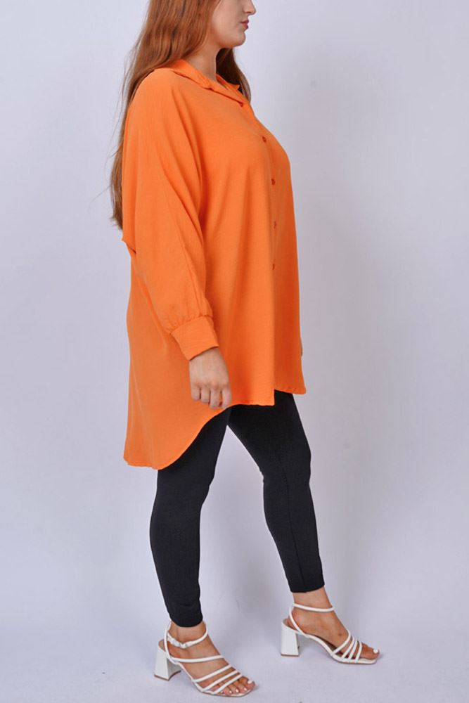 Stylish Plain Button-Up Shirt with Asymmetrical Hem
