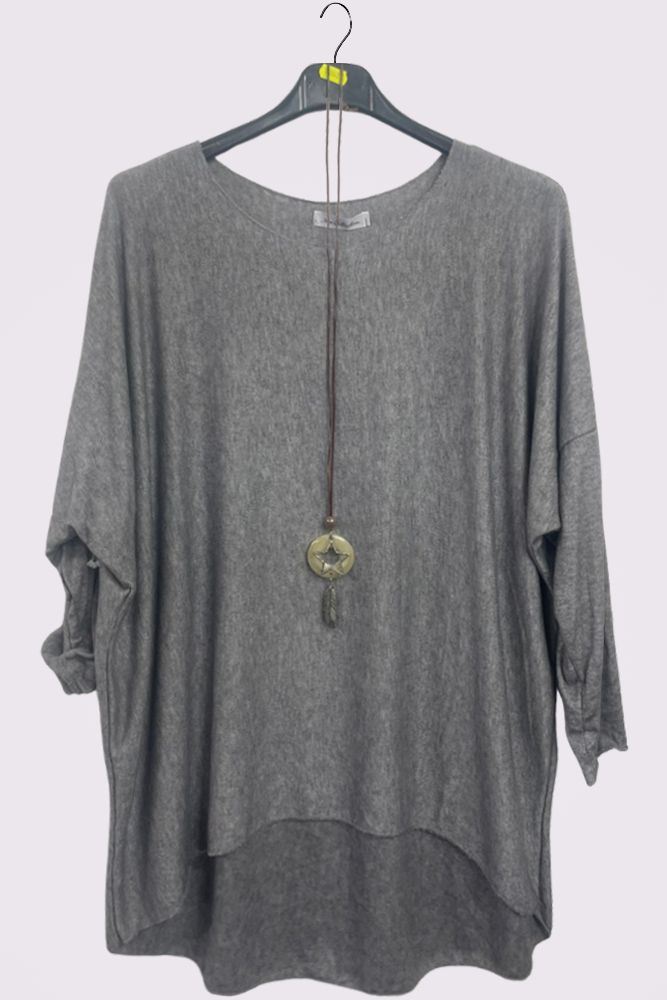 Plain Drop Hem Necklace Top