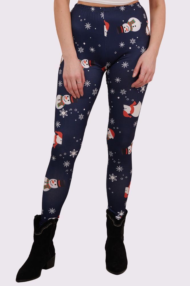 Snowman Scarf Print Christmas Leggings