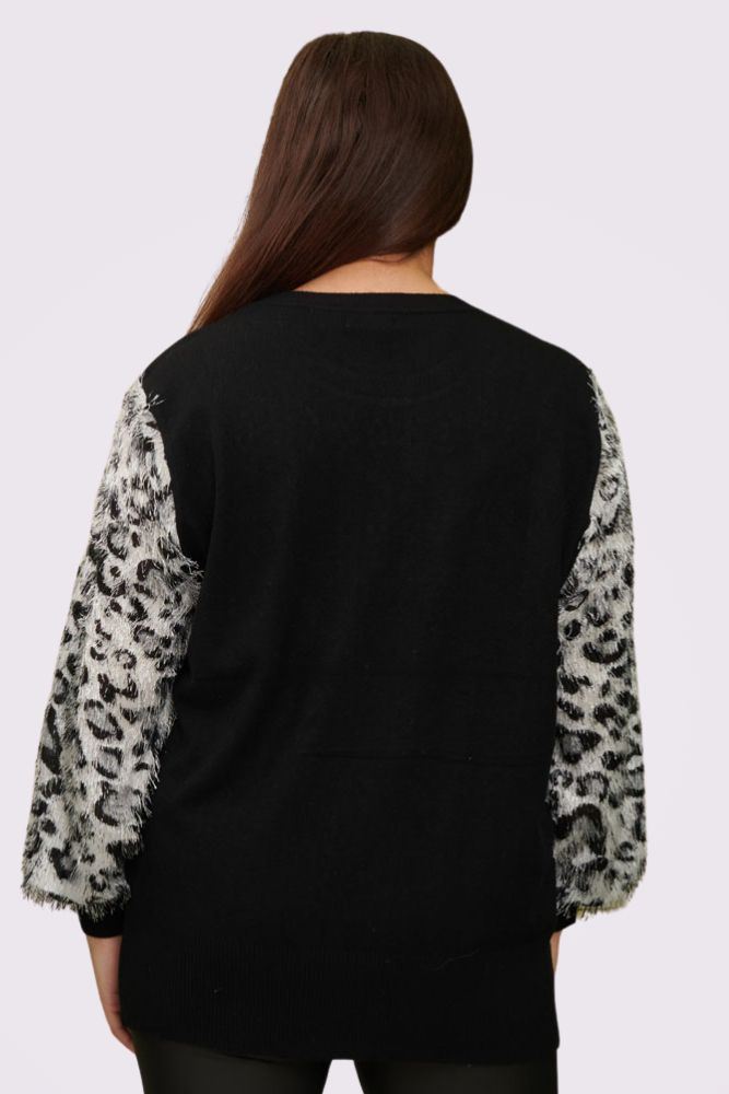 Leopard Print Fur Diamante Jumper