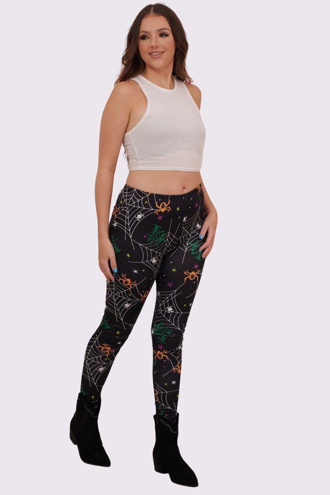 Trick Spider Print Halloween Leggings