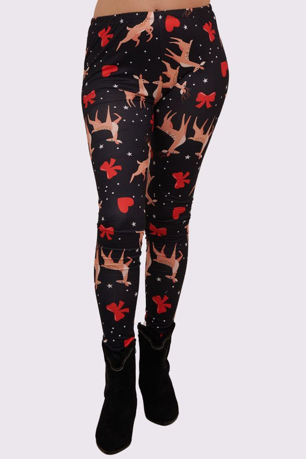 Deer Heart Print XMAS Legging