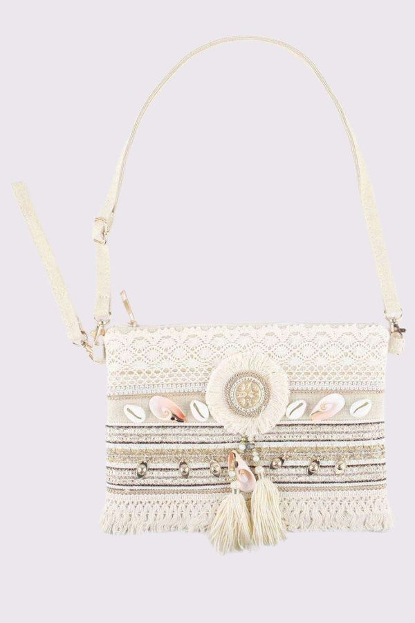 Embroidered Tassel seashells Shoulder Bag