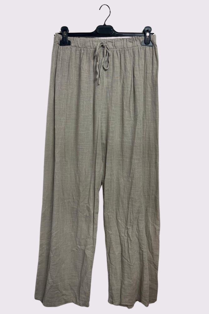 Plain Drawstring Cotton Trousers