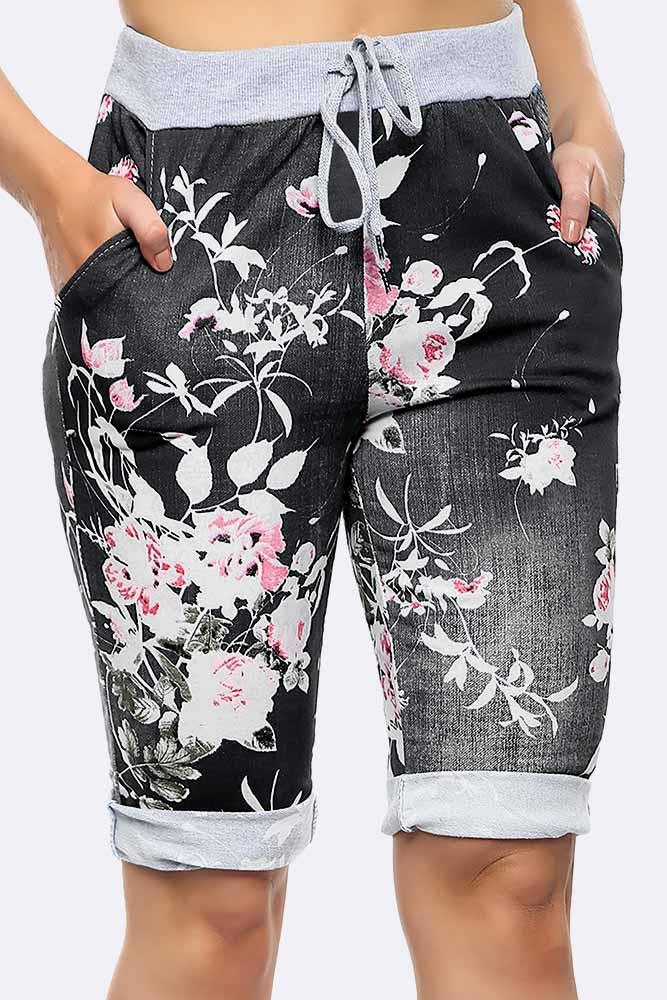 Italian Floral Print 3/4 Trouser
