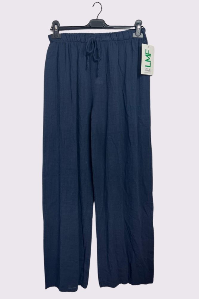 Plain Drawstring Cotton Trousers