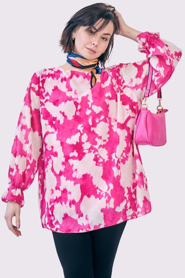 Tie Dye Print Oversized Tunic Top