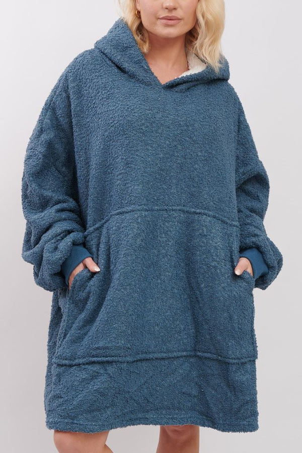 Plain Soft Feel Pocket Blanket Hoody