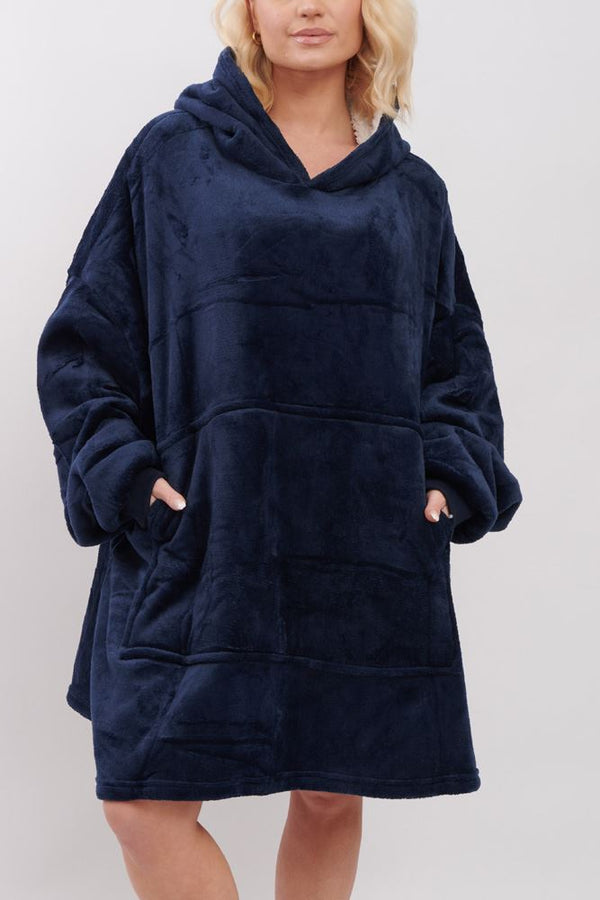 Plain Ultra Soft Front Pocket Oversize Hoodie Blanket