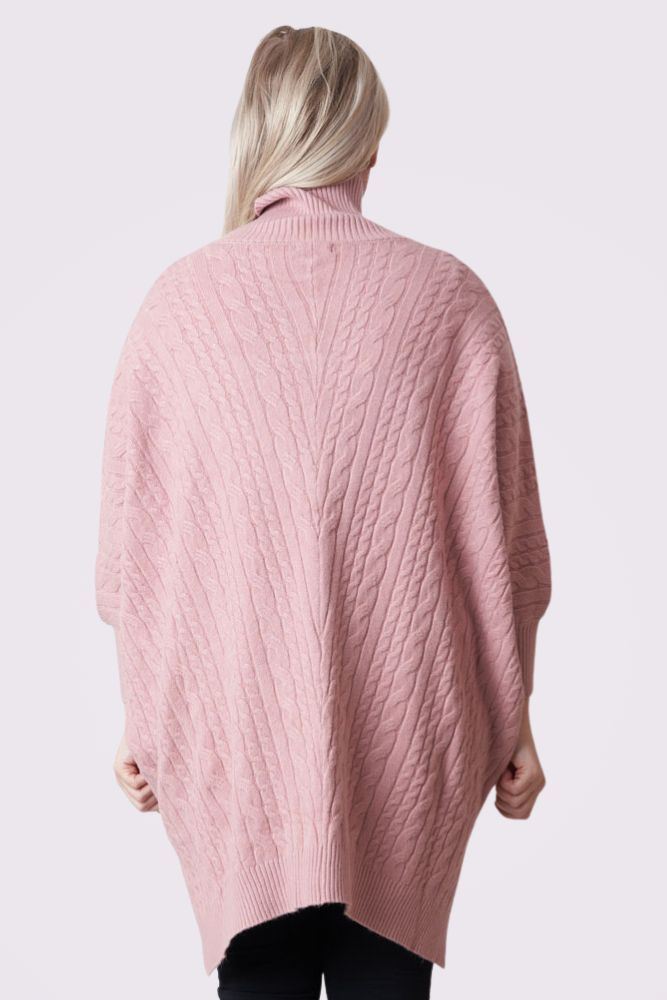 Cable Knit Pattern Side Slit Jumper