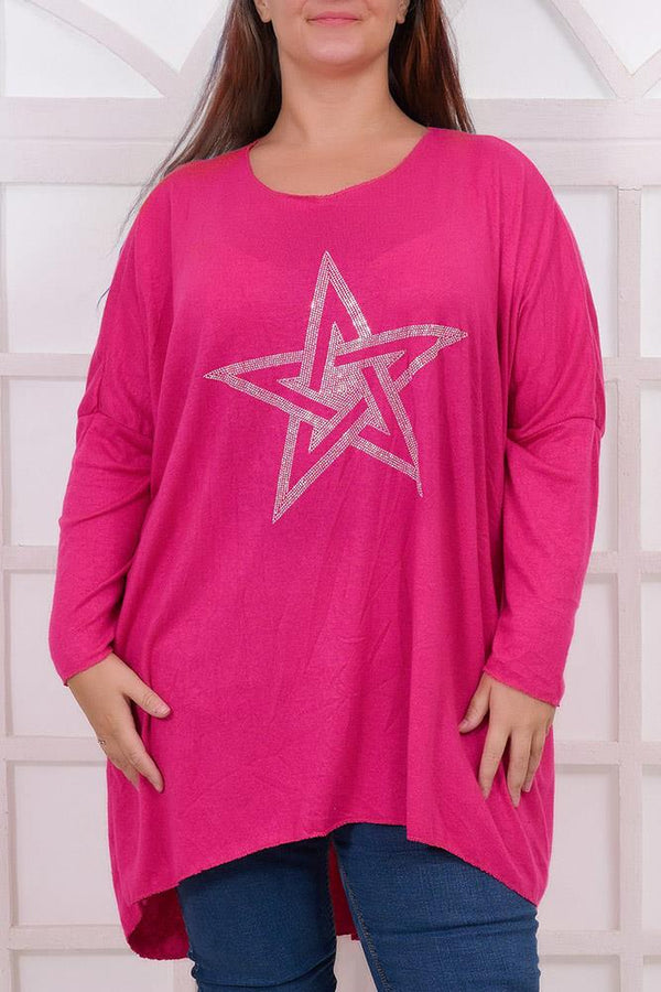 Diamante Star Motif Viscose Jumper