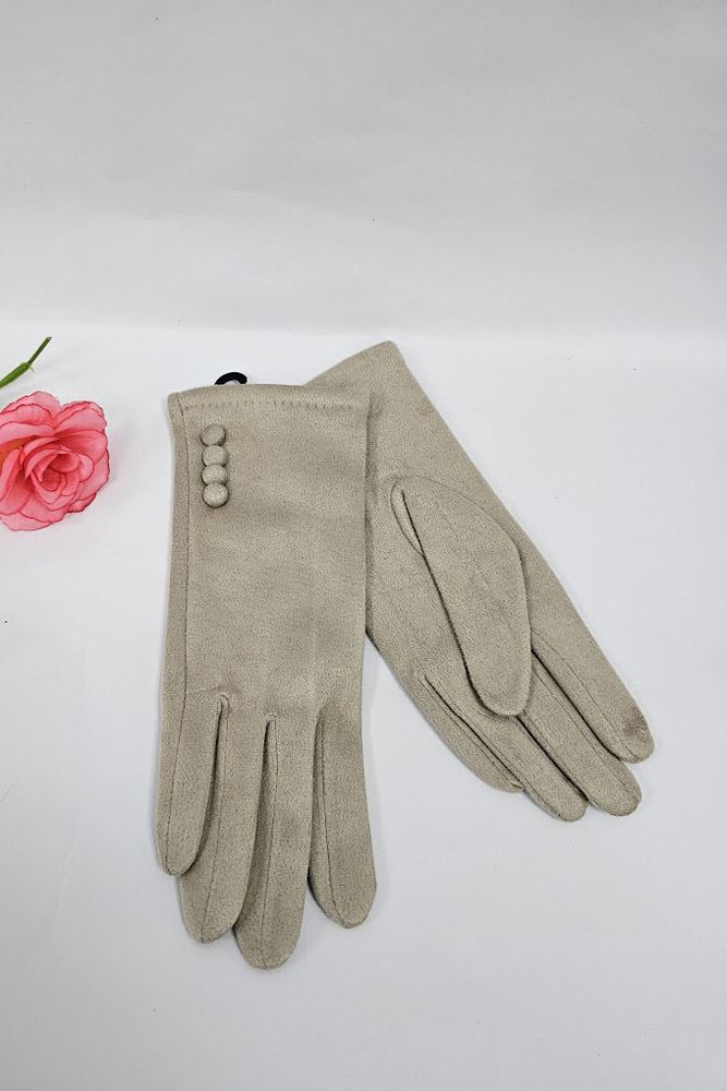 Soft Feel Button Detail Hem Gloves