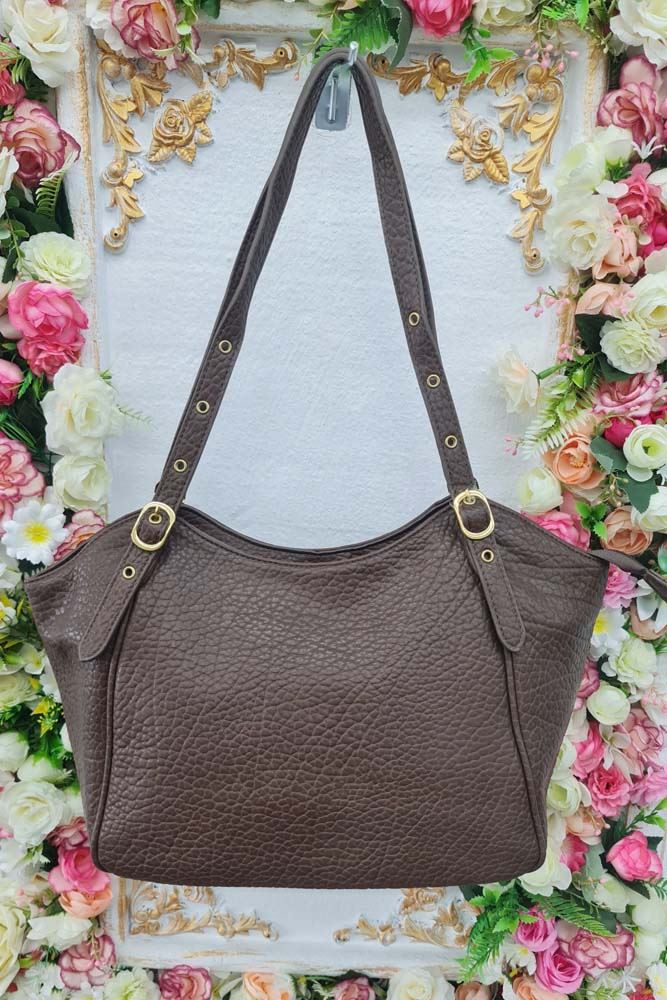 Leather Buckle Handle Shoulder Bag