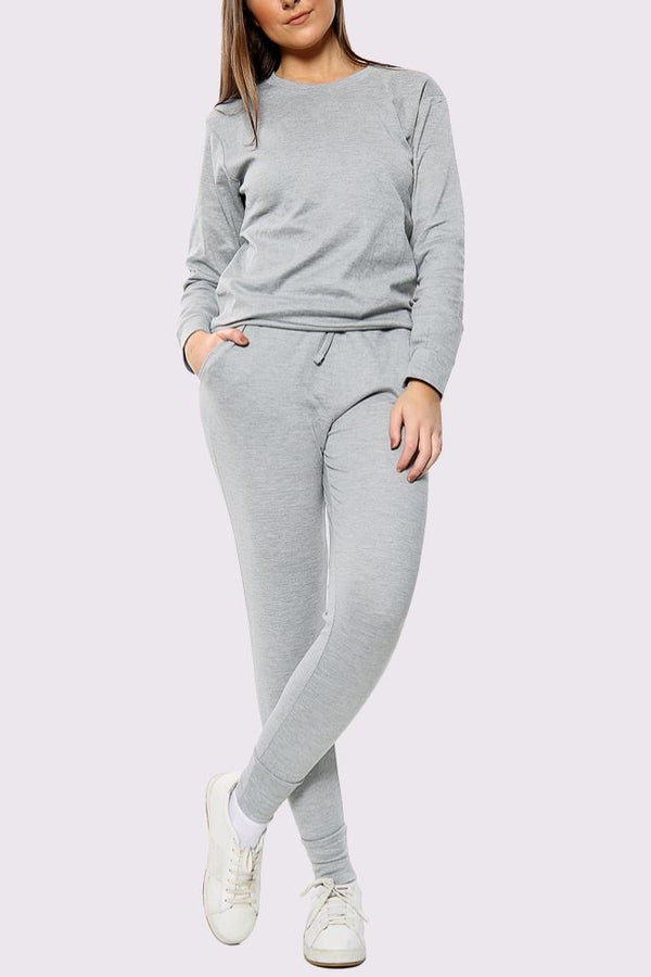 PLAIN LONG SLEEVE TOP LOUNGWEAR TRACKSUIT