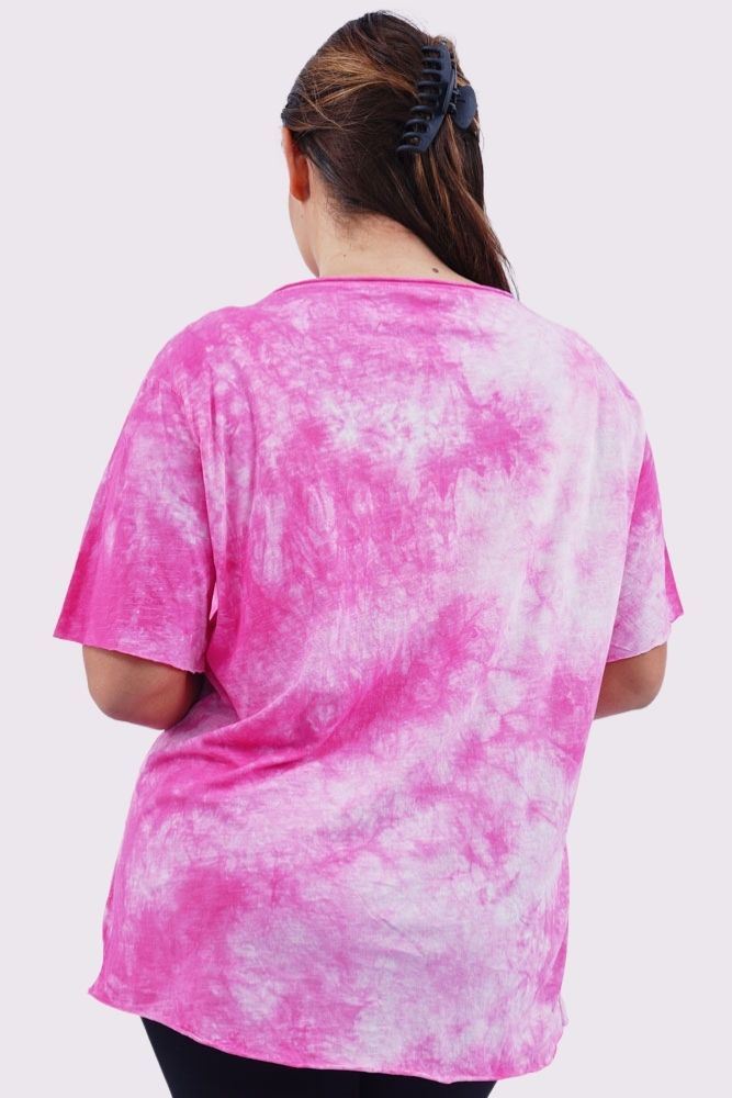 Tie Dye Sequin Heart Pattern Cotton Top