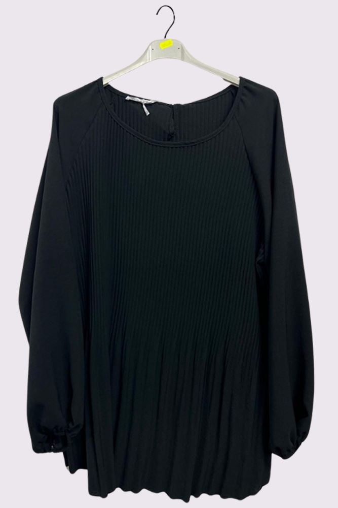 Plain Pleated Elastic Cuff Top