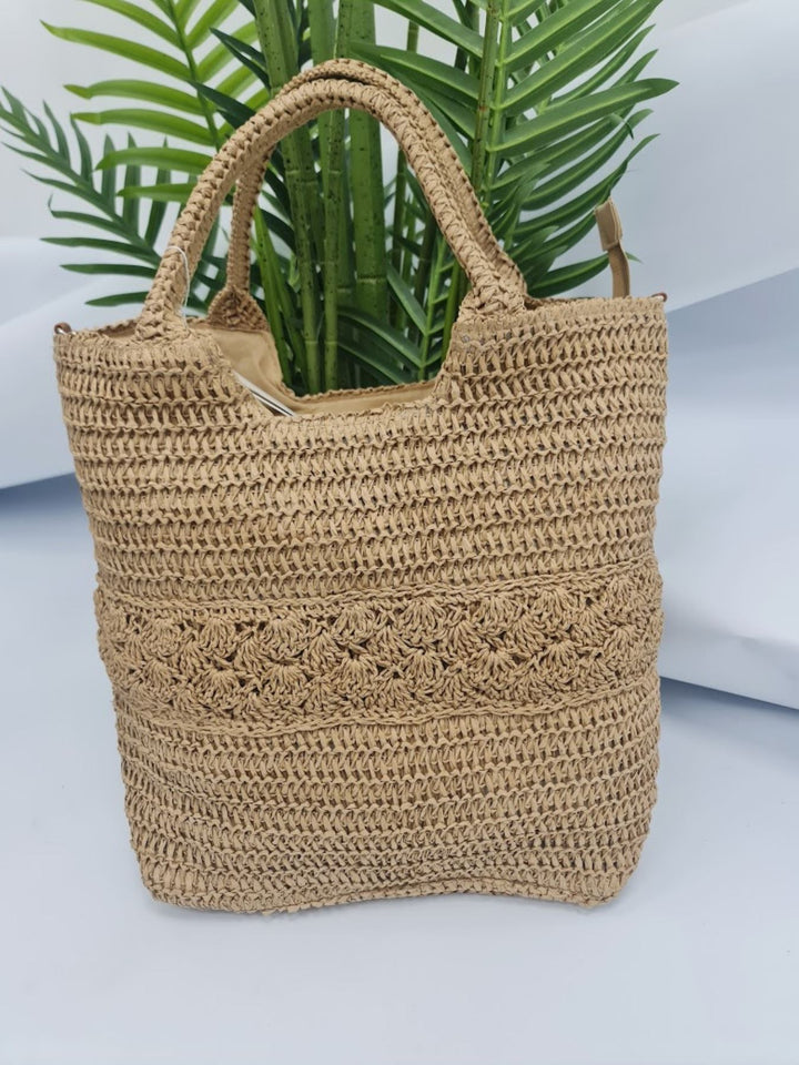 Straw Pattern Two Handle Shoulder Bag