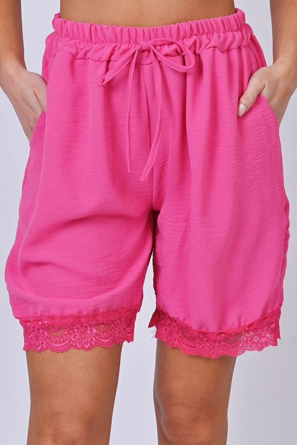 Plain Lace Hem Shorts