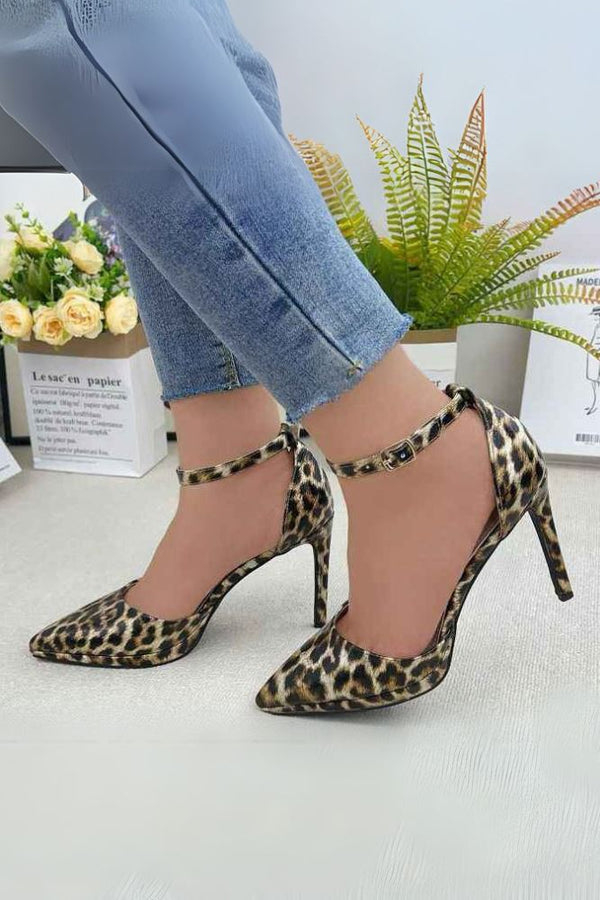 Leopard Pattern Pencil Heel Sandal