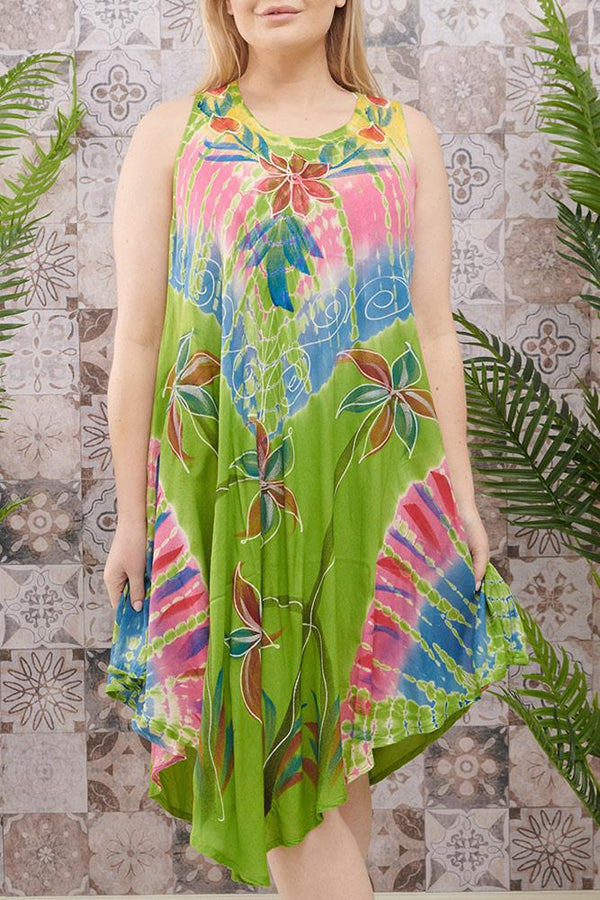 Palm Print Umbrela Dress