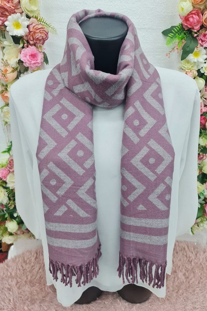 Geometric Print Soft Tassel Scarves