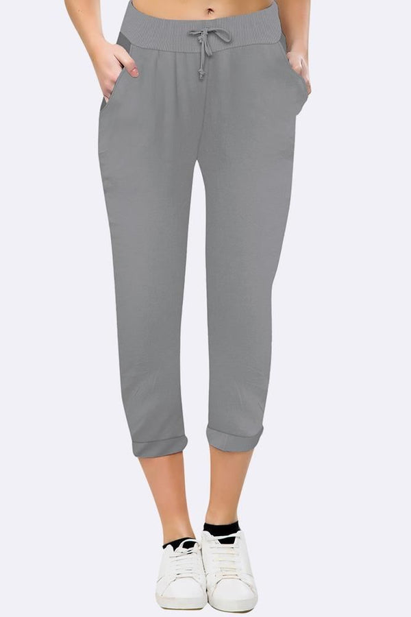 Plain Drawstring Cotton Trouser