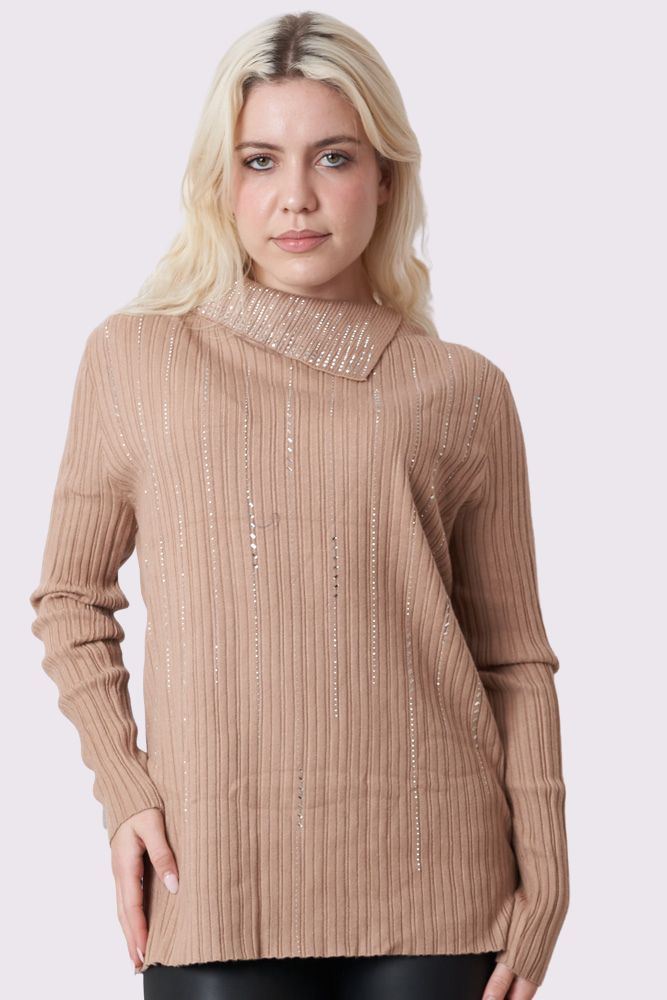 Ribbed With Side Zip Knitted Jumper