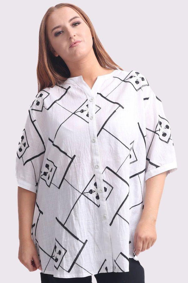 Aztec Print Button Up Cotton Shirt