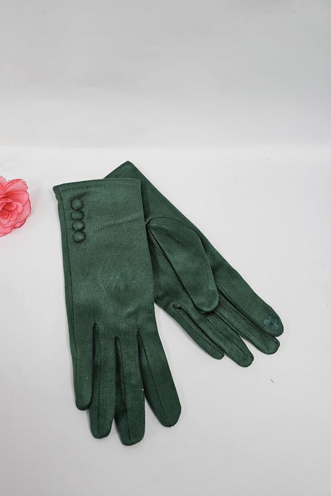 Soft Feel Button Detail Hem Gloves