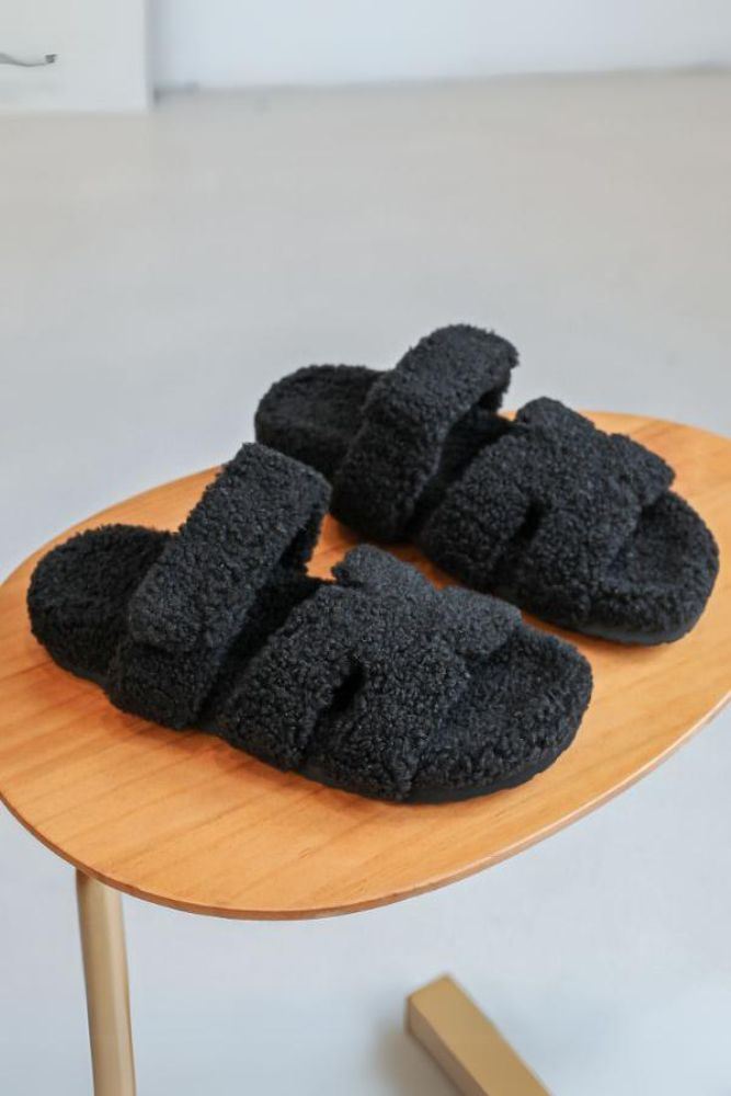 Shearling Adjustable Strap Slipper