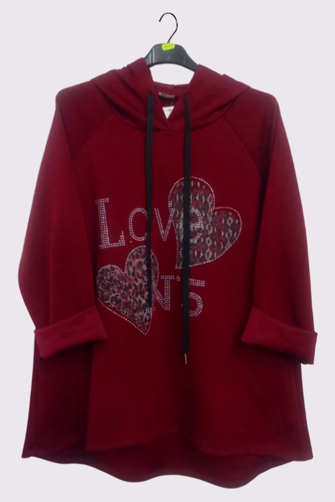 Leopard Snake Diamante Love N5 Pattern Hooded Top