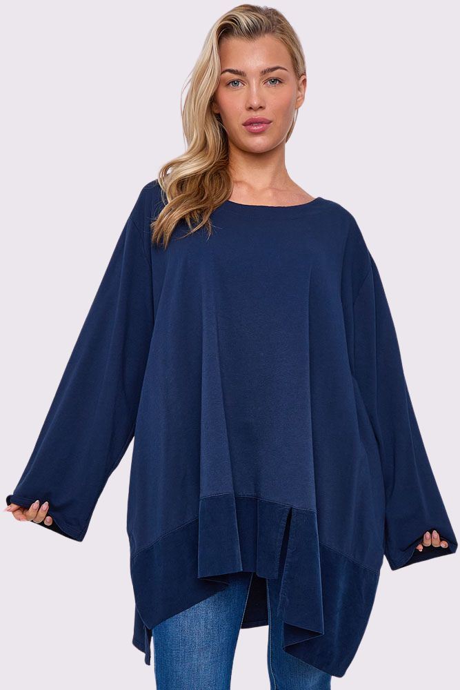 Plain Layered High Low Hem Cotton Top