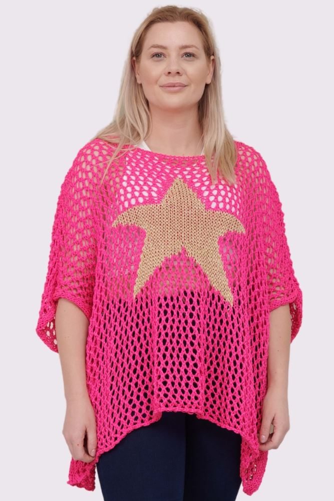 Crochet Star Pattern Mesh Cotton Top