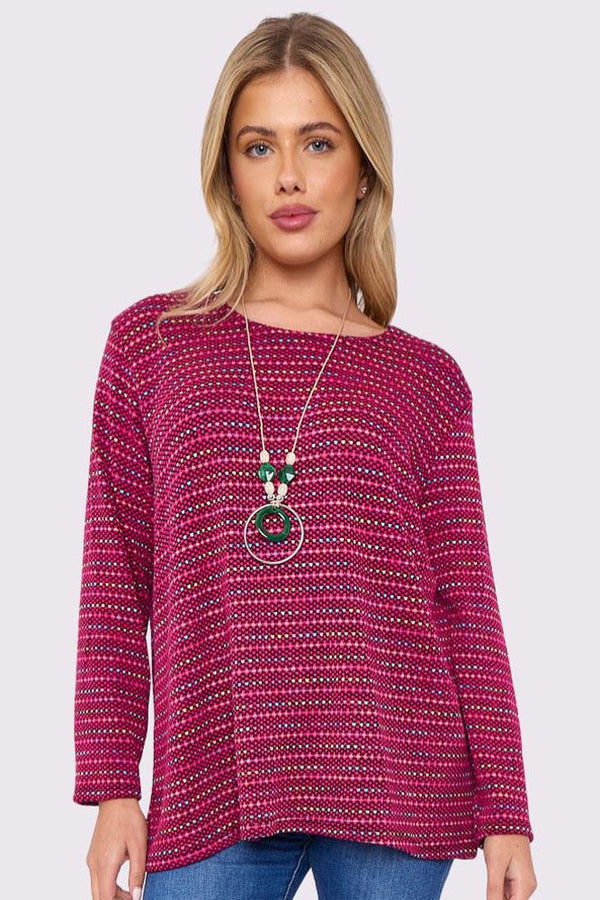 Multi-Colour Stripe Necklace Tunic Top