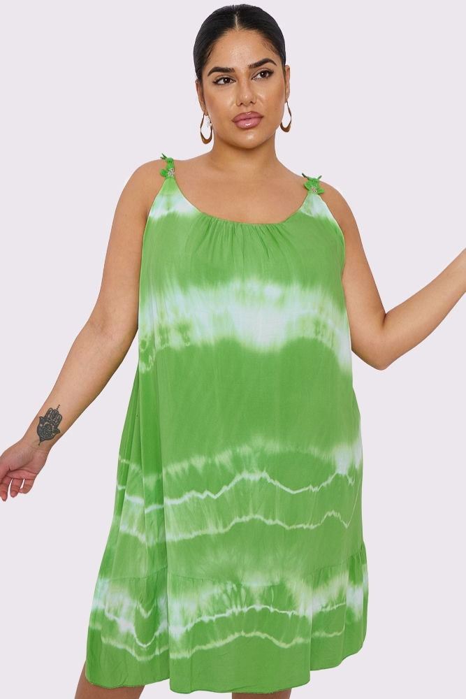 Tie Dye Print Tiered Hem Dress