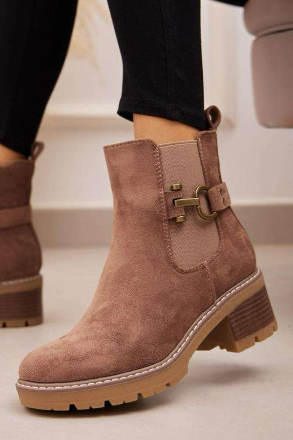 Suede Buckle Ankle Boot