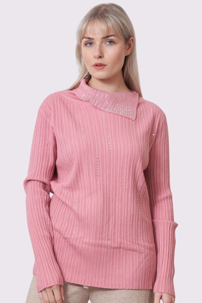 Diamante Heart Pattern Knitted Jumper