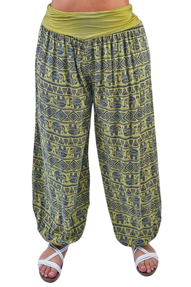 Geometric Elephent Print Harem Oversized Trouser