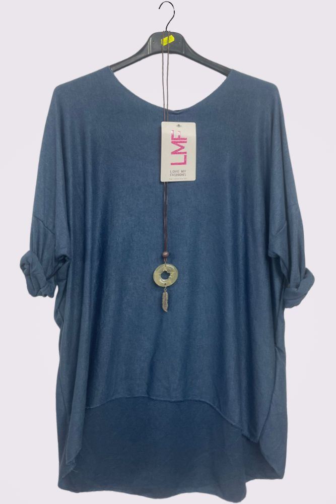 Plain Drop Hem Necklace Top