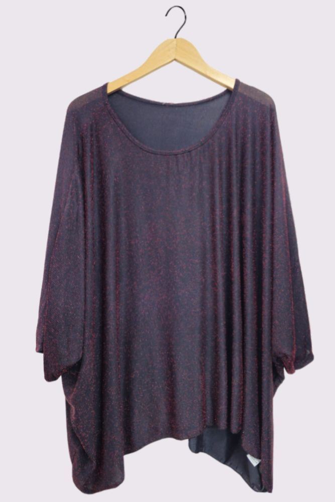 Glitter Oversized Batwing Top