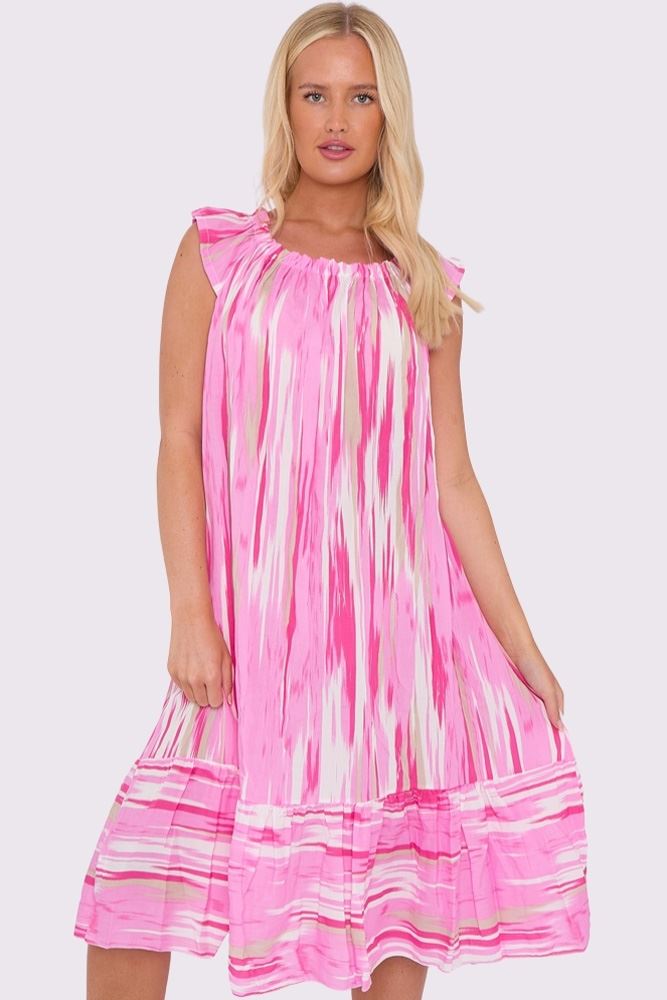 Tie Dye Print Tiered Dress