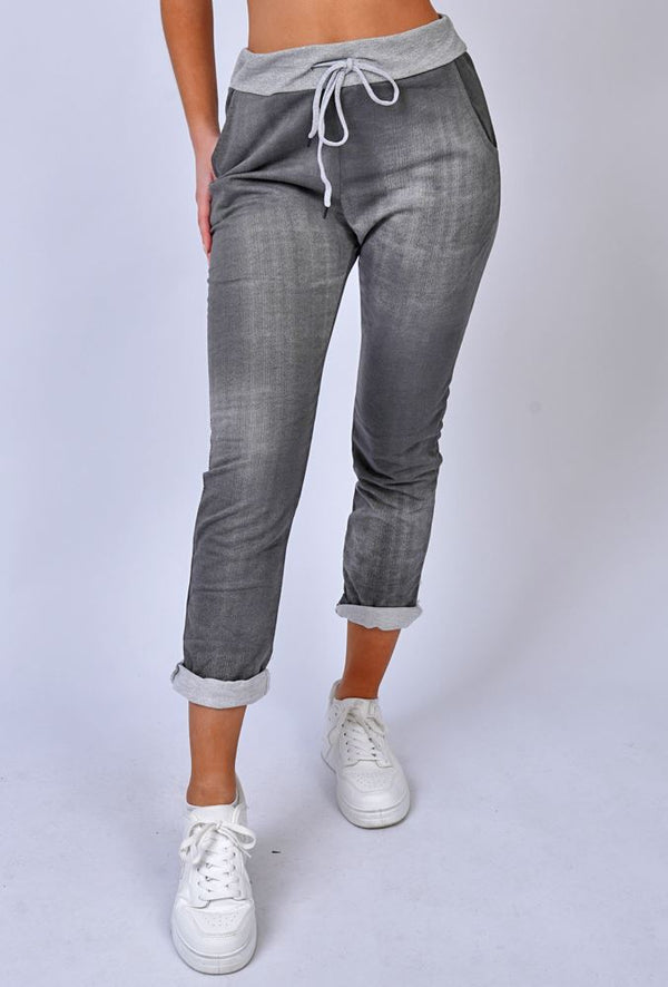 Plain Drawstring Cotton Trousers