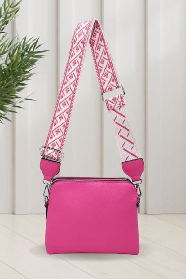 Faux Leather Printed Strap Crossbody Bag