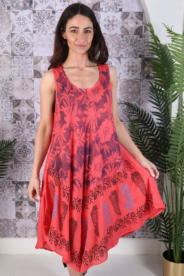 Flower Tiedye Print Umbrella Dress