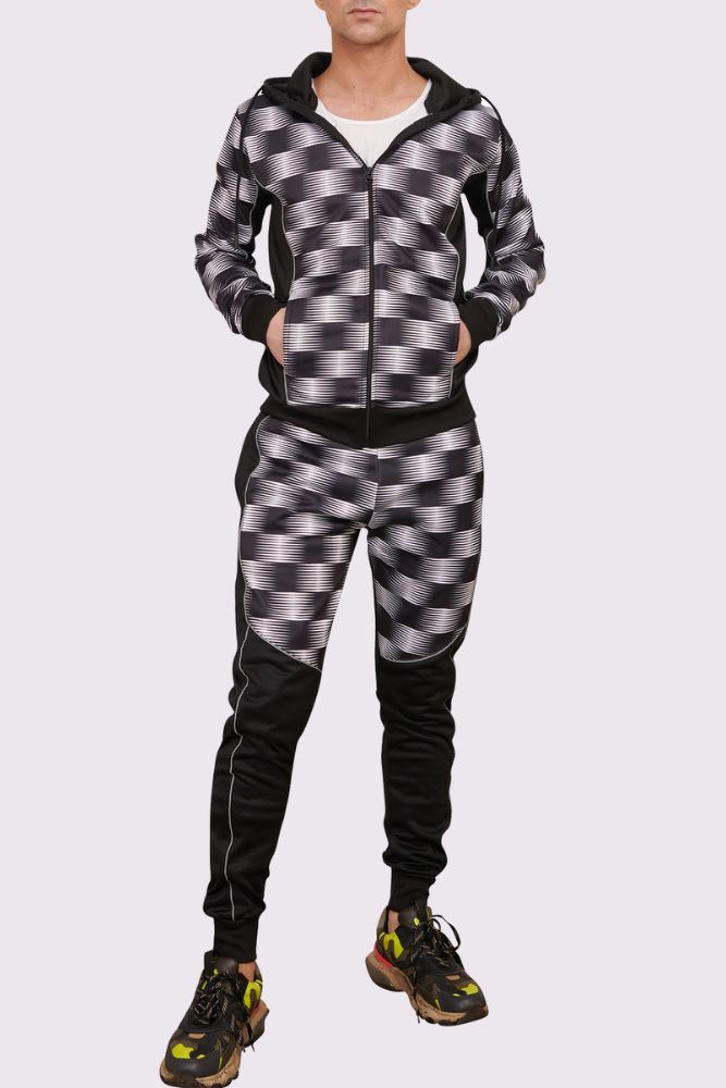 Check Print Zip Through Tracksuit