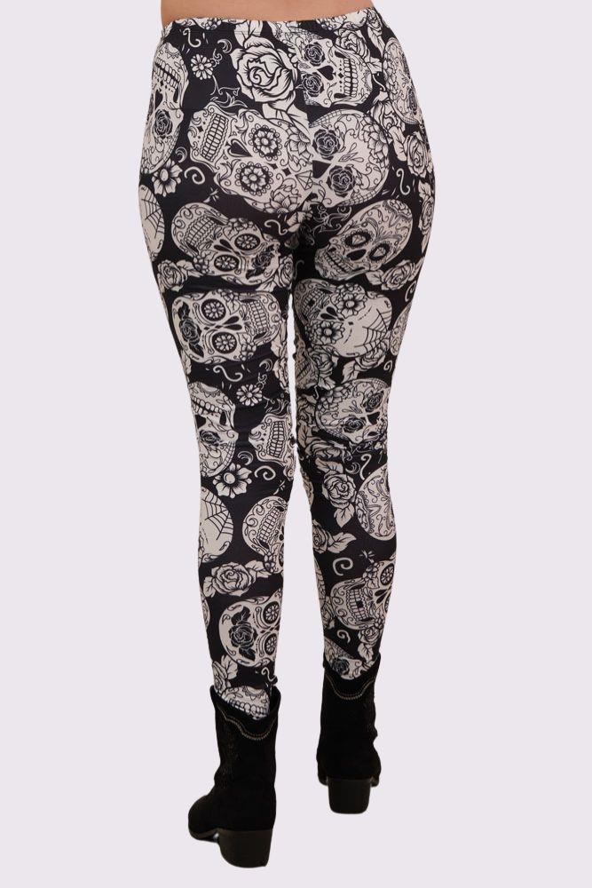 Skull Mono Print Halloween Leggings