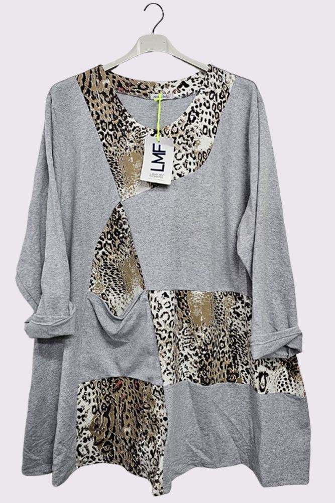 Leopard Patch Print Pockets Top